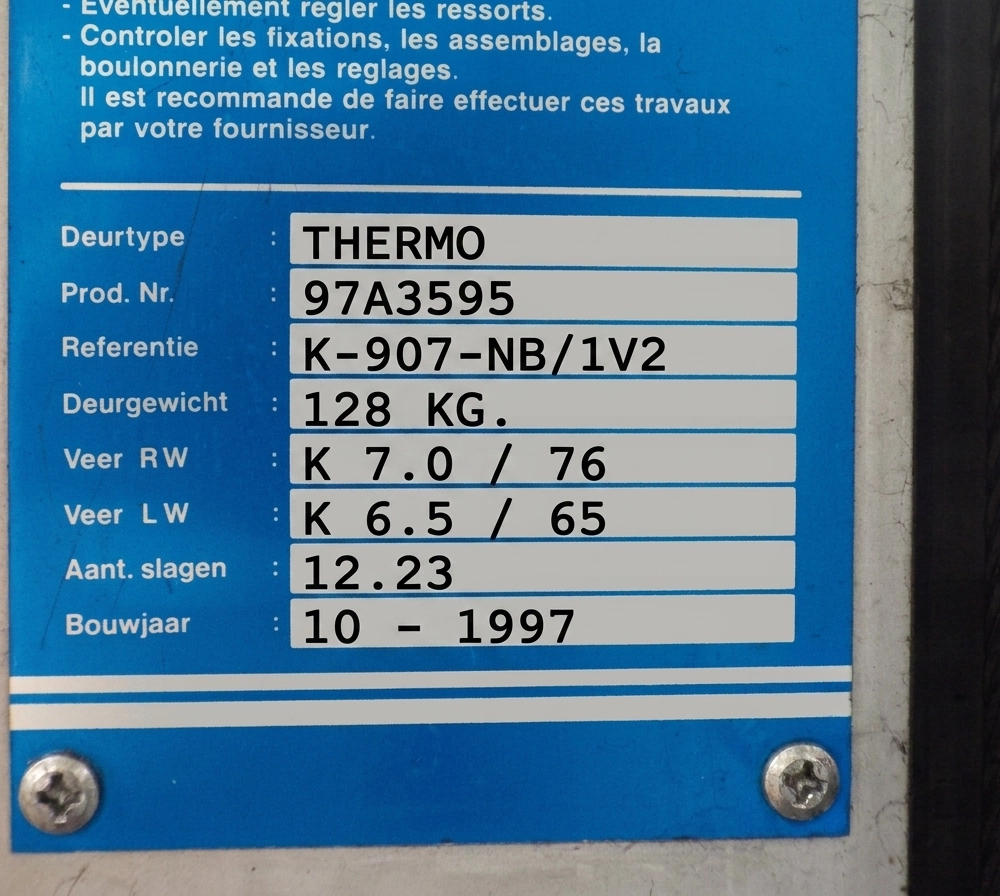 Placa de identificação da porta industrial Novoferm 2